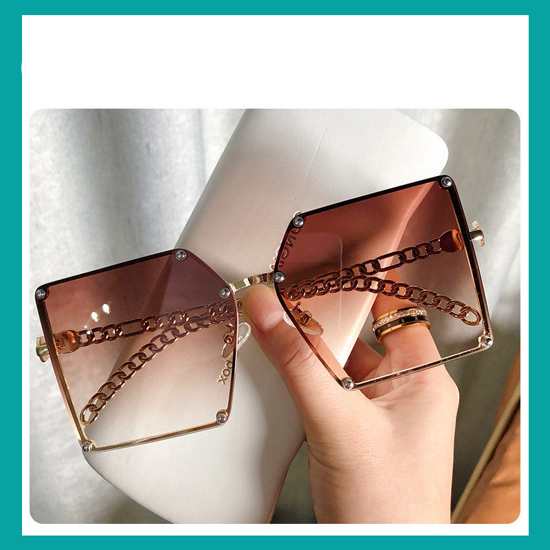 Frameless Big Square Sunglasses