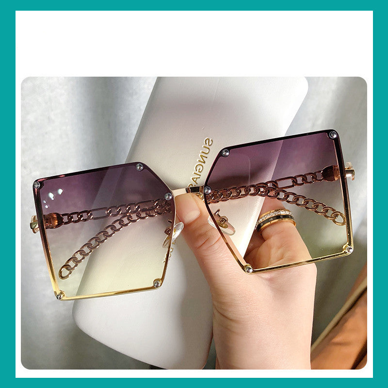Frameless Big Square Sunglasses