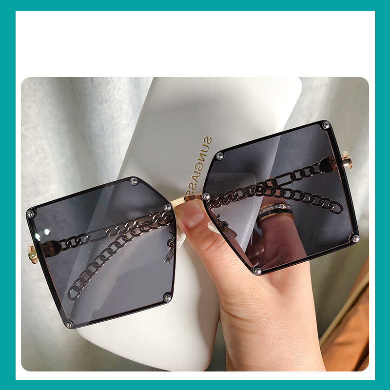 Frameless Big Square Sunglasses