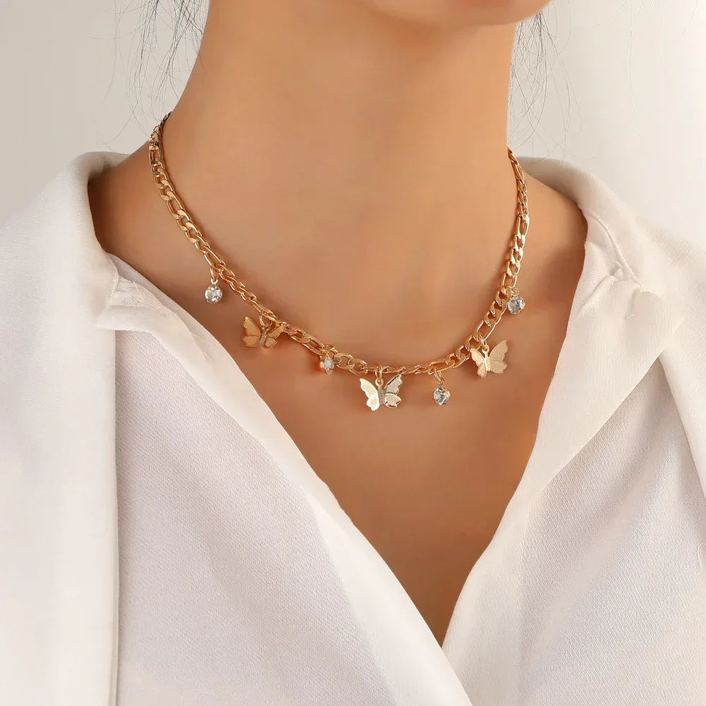 Butterfly Metal Clavicle Necklace - Viexta