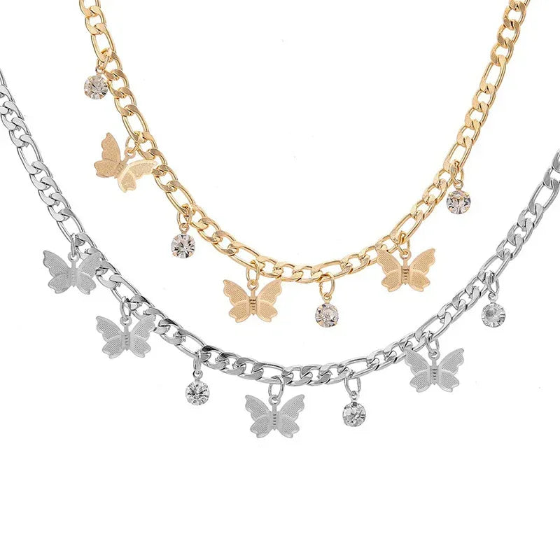 Butterfly Metal Clavicle Necklace - Viexta