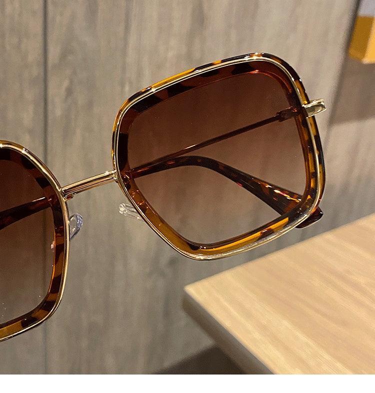 Retro Big Frame Square Brown Sunglasses For Women - Viexta