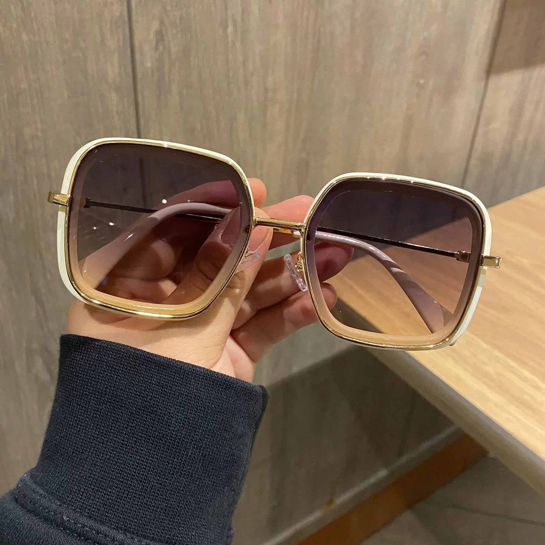 Retro Big Frame Square Brown Sunglasses For Women - Viexta