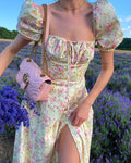 Yissang Floral Print Puff Dress - Viexta