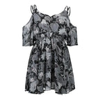 V-neck Printed Off Shoulder Dress - Viexta