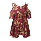 V-neck Printed Off Shoulder Dress - Viexta