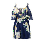 V-neck Printed Off Shoulder Dress - Viexta