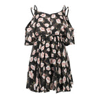 V-neck Printed Off Shoulder Dress - Viexta
