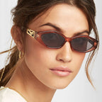 Retro Small Frame Polygon Cat Eyes Sunglasses