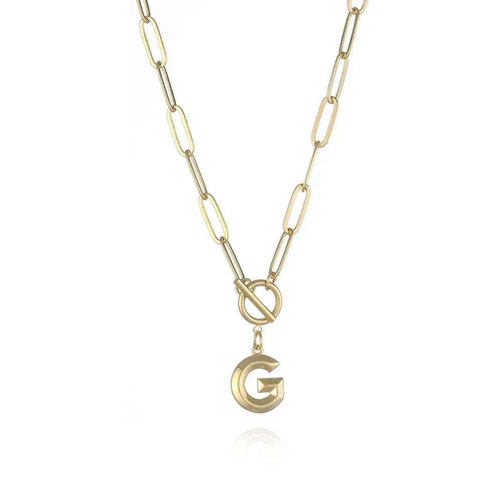 26-letters-a-z-pendant-with-thick-chain-ot-buckle-necklace - Viexta