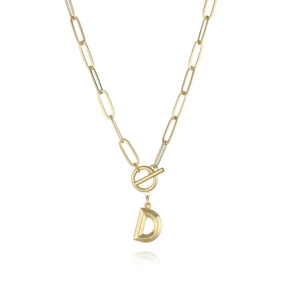26-letters-a-z-pendant-with-thick-chain-ot-buckle-necklace - Viexta
