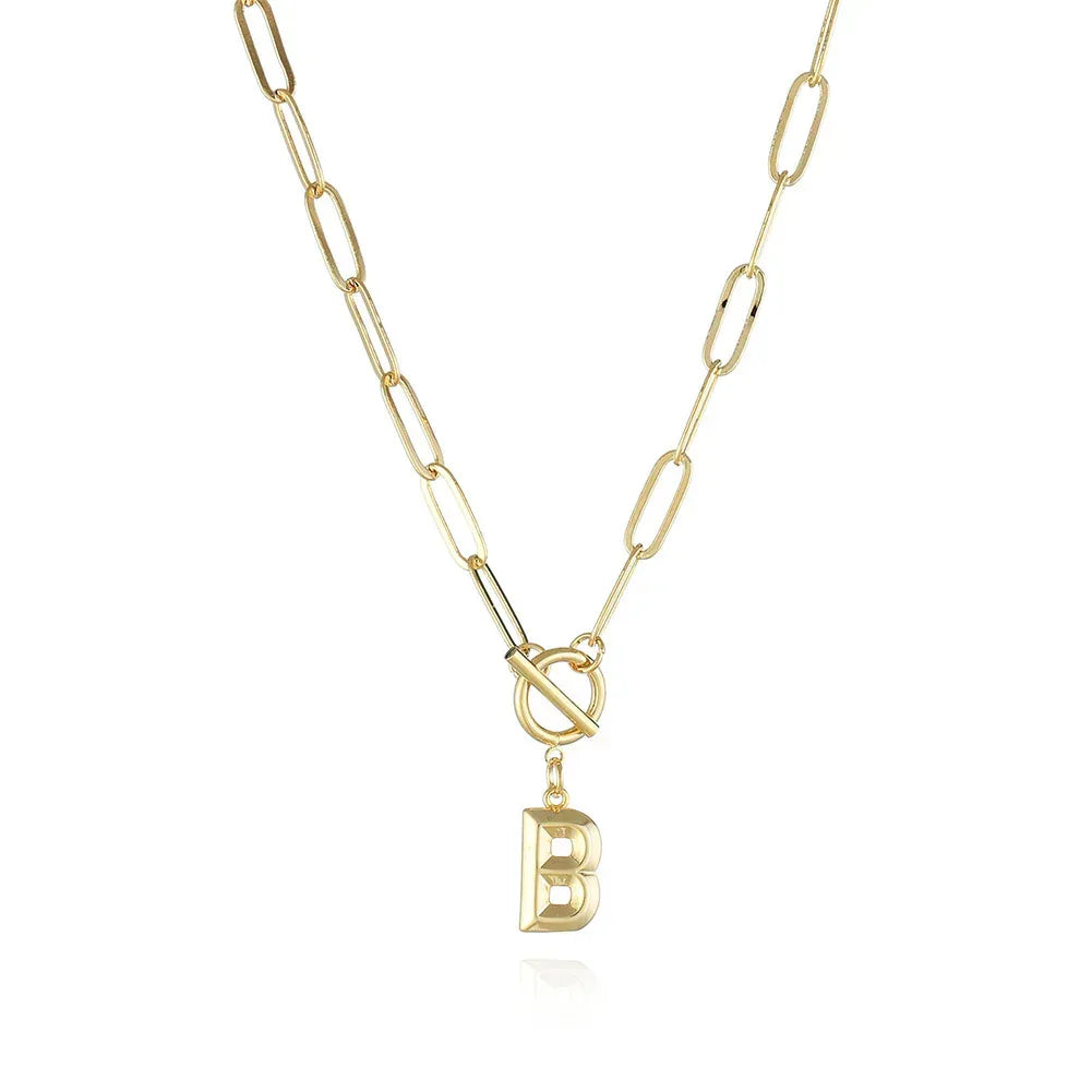 26-letters-a-z-pendant-with-thick-chain-ot-buckle-necklace - Viexta