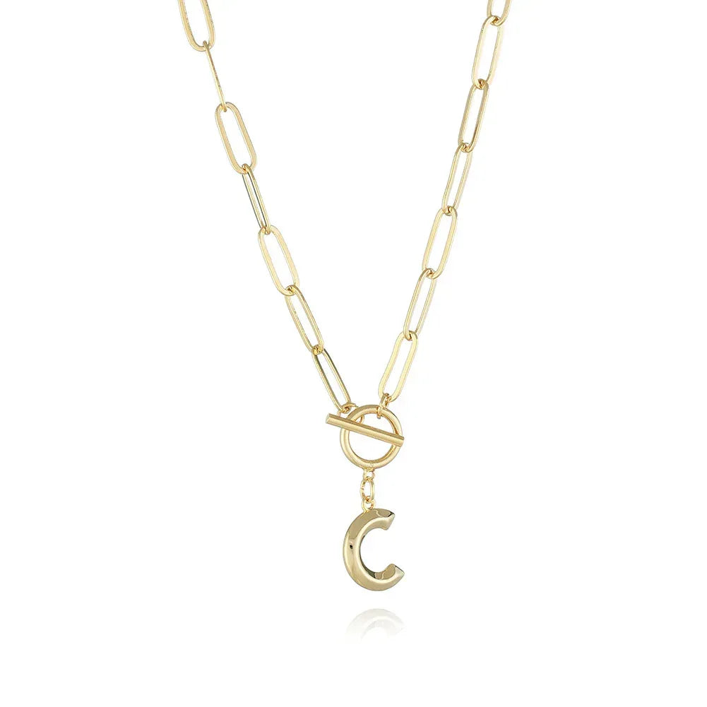 26-letters-a-z-pendant-with-thick-chain-ot-buckle-necklace - Viexta
