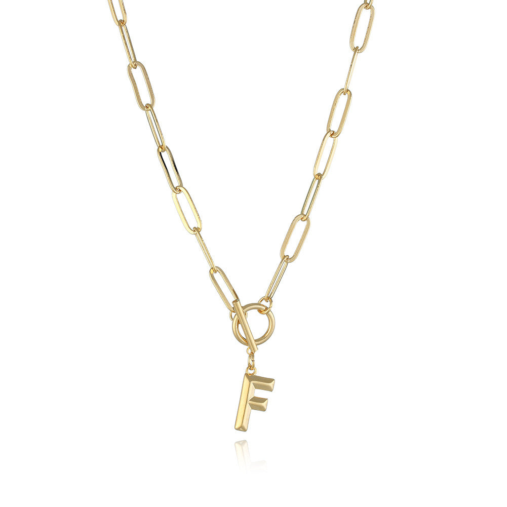 26 Letters A-Z Pendant With Thick Chain OT Buckle Necklace