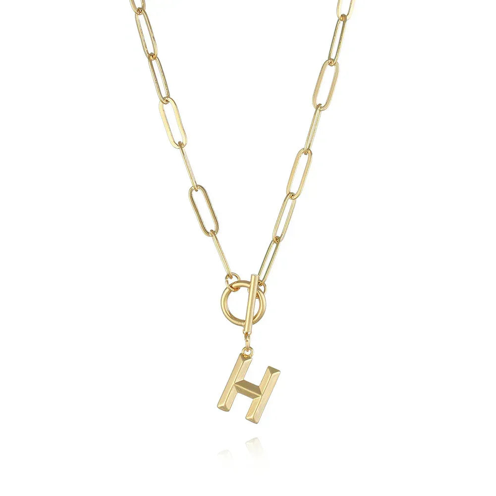 26-letters-a-z-pendant-with-thick-chain-ot-buckle-necklace - Viexta