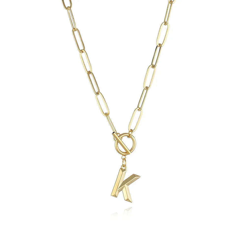 26-letters-a-z-pendant-with-thick-chain-ot-buckle-necklace - Viexta