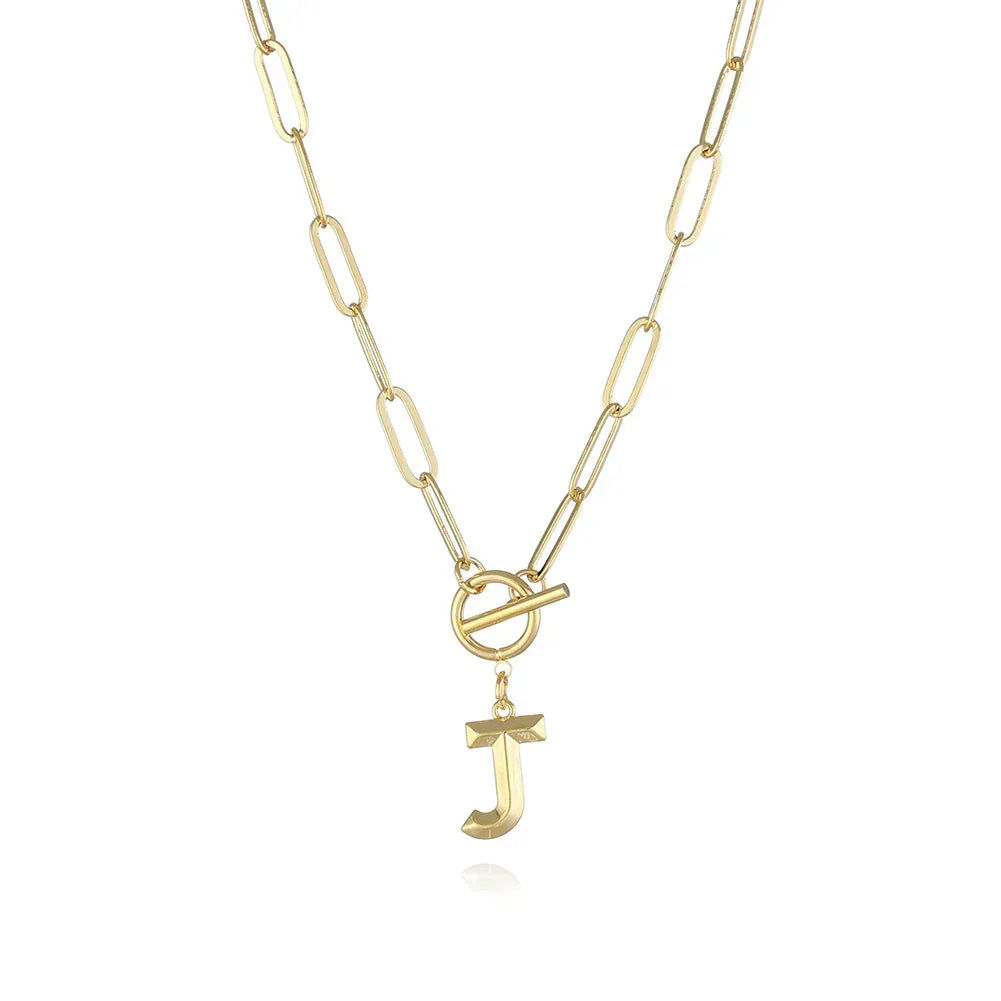 26-letters-a-z-pendant-with-thick-chain-ot-buckle-necklace - Viexta