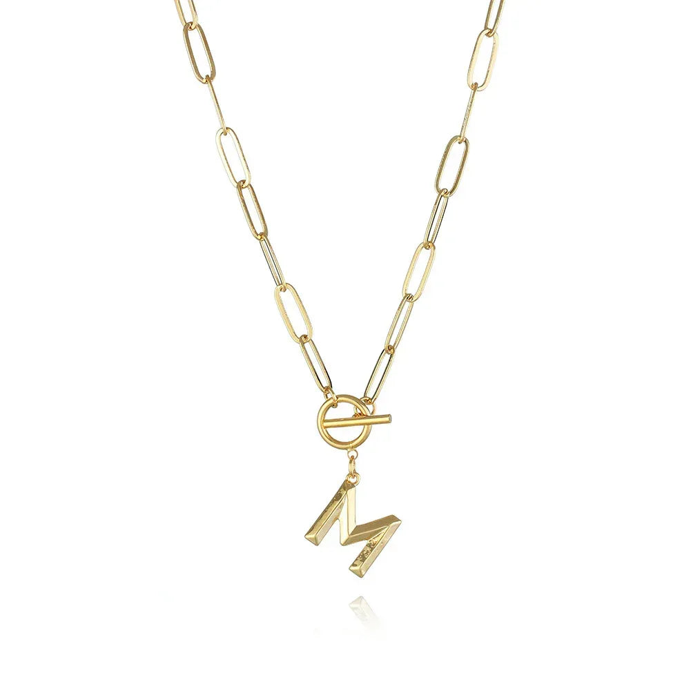 26-letters-a-z-pendant-with-thick-chain-ot-buckle-necklace - Viexta