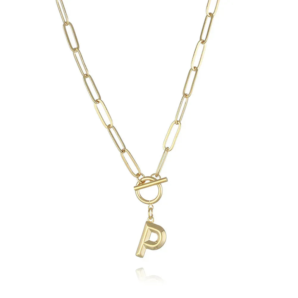 26-letters-a-z-pendant-with-thick-chain-ot-buckle-necklace - Viexta