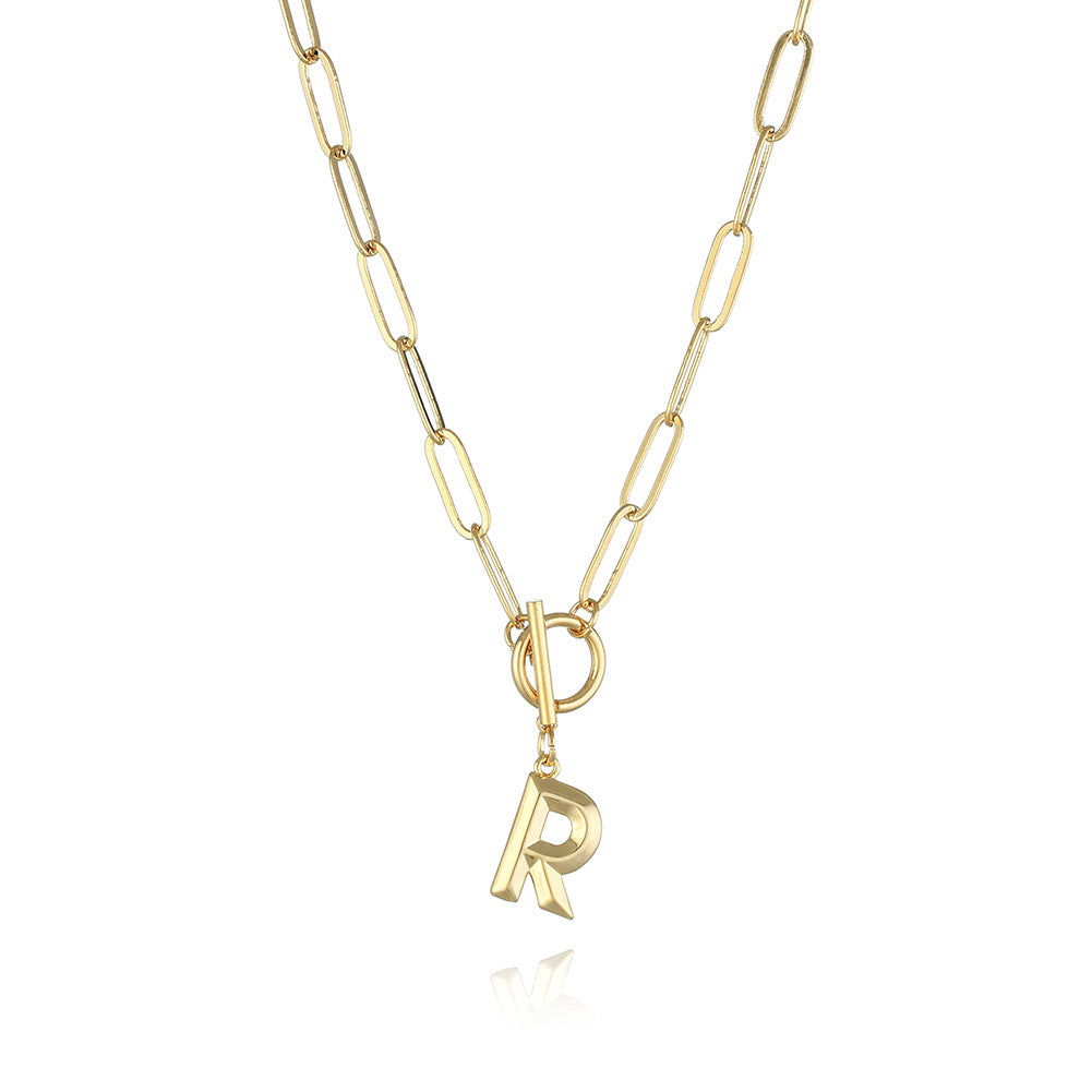 26 Letters A-Z Pendant With Thick Chain OT Buckle Necklace