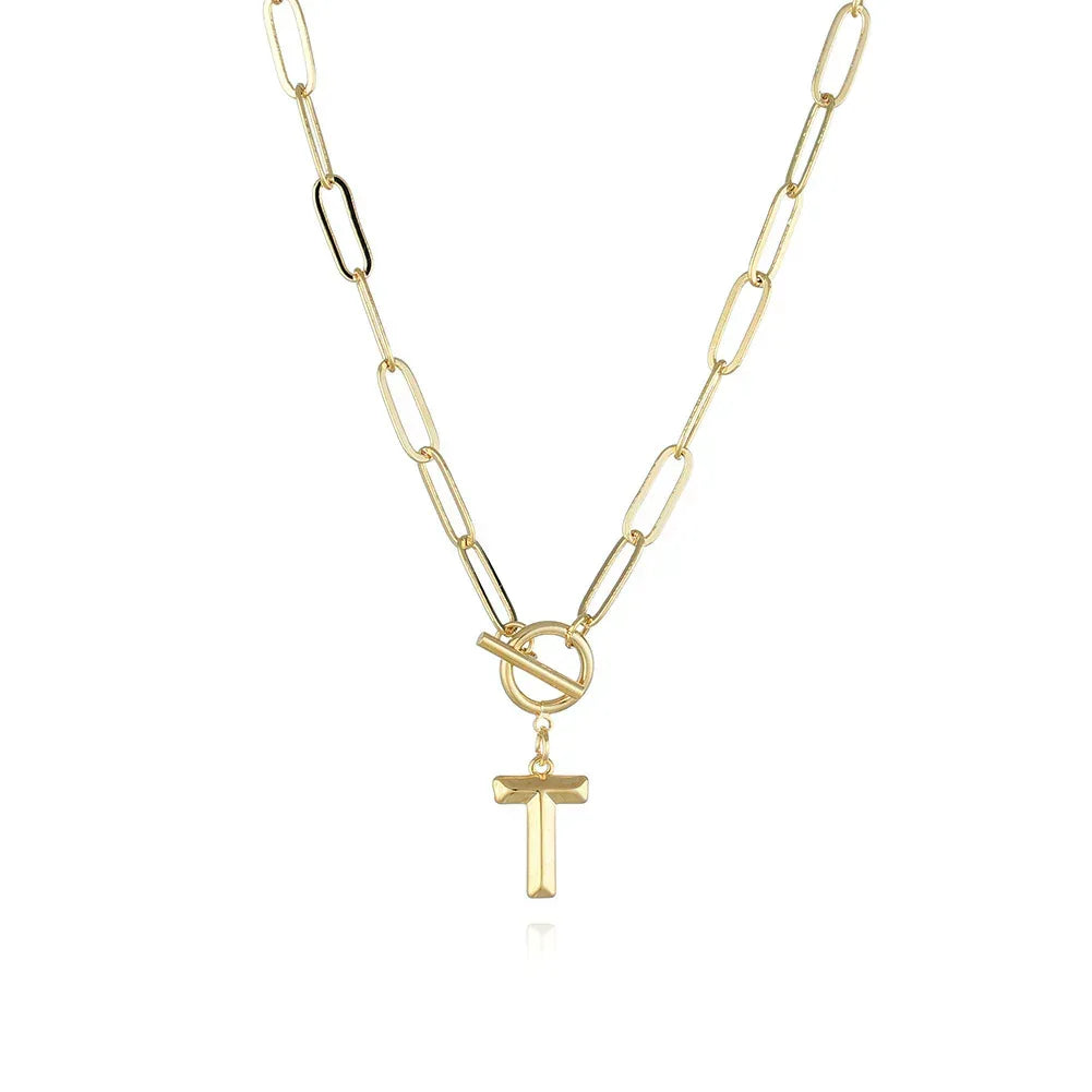 26-letters-a-z-pendant-with-thick-chain-ot-buckle-necklace - Viexta
