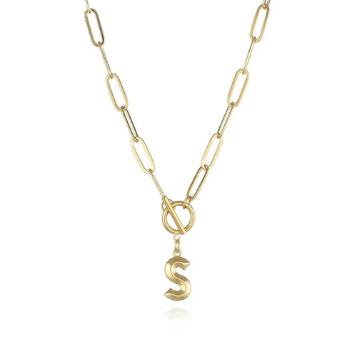 26-letters-a-z-pendant-with-thick-chain-ot-buckle-necklace - Viexta