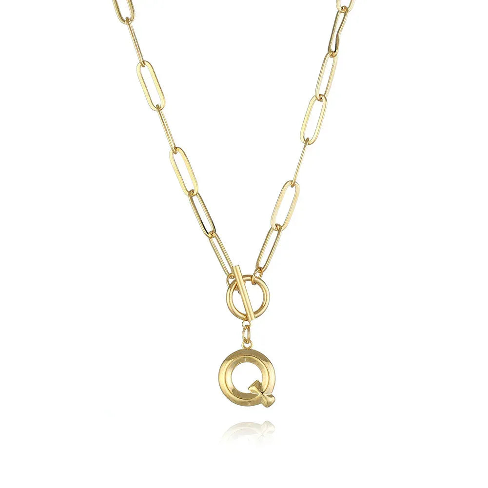 26-letters-a-z-pendant-with-thick-chain-ot-buckle-necklace - Viexta
