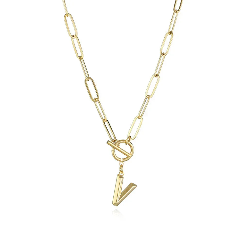 26-letters-a-z-pendant-with-thick-chain-ot-buckle-necklace - Viexta