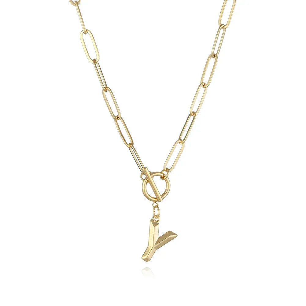 26-letters-a-z-pendant-with-thick-chain-ot-buckle-necklace - Viexta