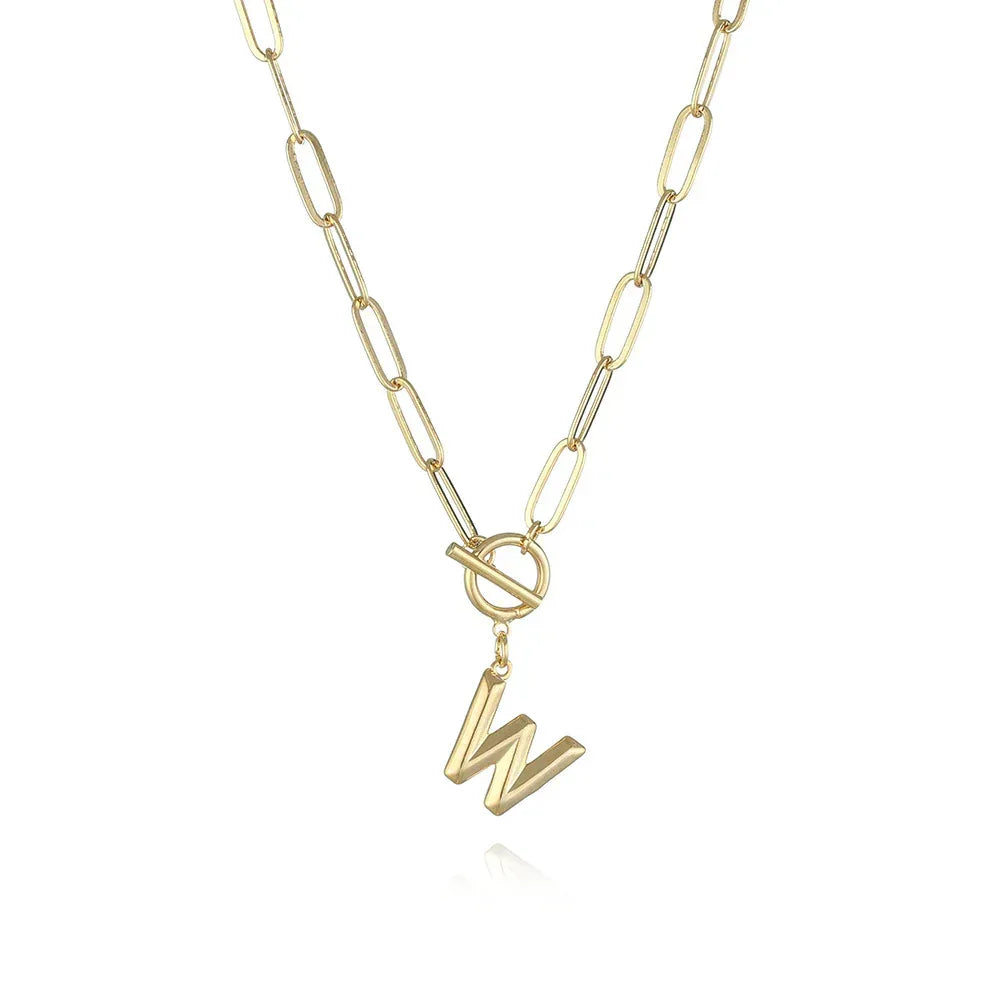 26-letters-a-z-pendant-with-thick-chain-ot-buckle-necklace - Viexta