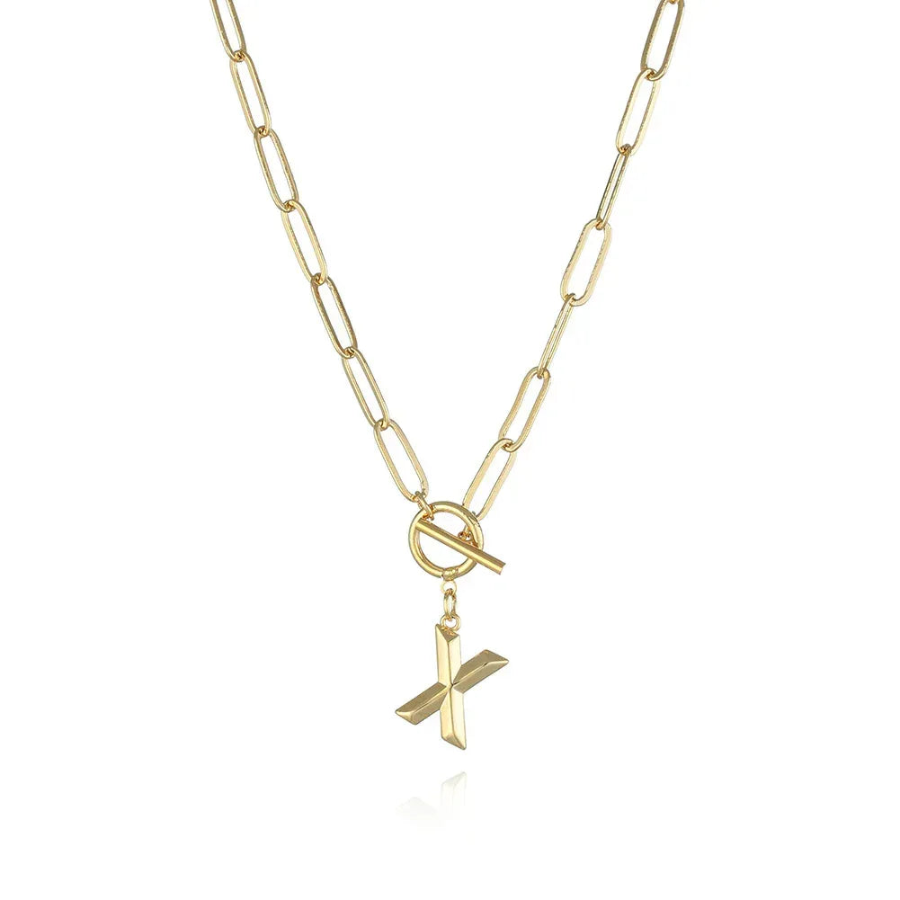 26-letters-a-z-pendant-with-thick-chain-ot-buckle-necklace - Viexta