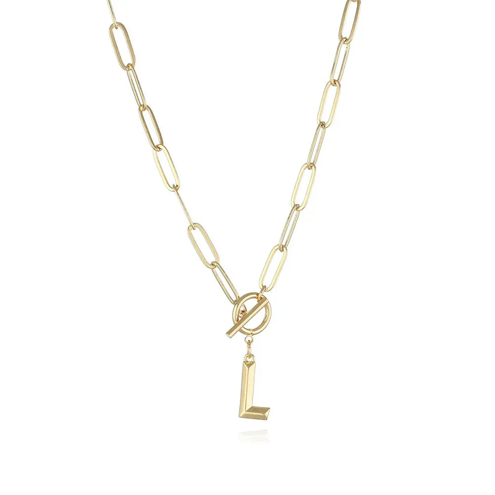 26-letters-a-z-pendant-with-thick-chain-ot-buckle-necklace - Viexta