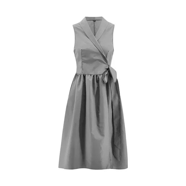 Midi Dress Casual Sleeveless with Belt - Viexta