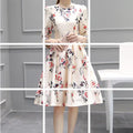 Three-Quarter Puffy Mid-Length Dress - Viexta