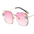 Frameless Trendy Rhinestone Sunglasses