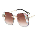 Frameless Trendy Rhinestone Sunglasses - Viexta