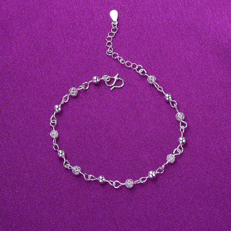 Silver 925 Hollow Beads Anklet