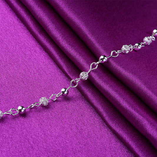 Silver 925 Hollow Beads Anklet