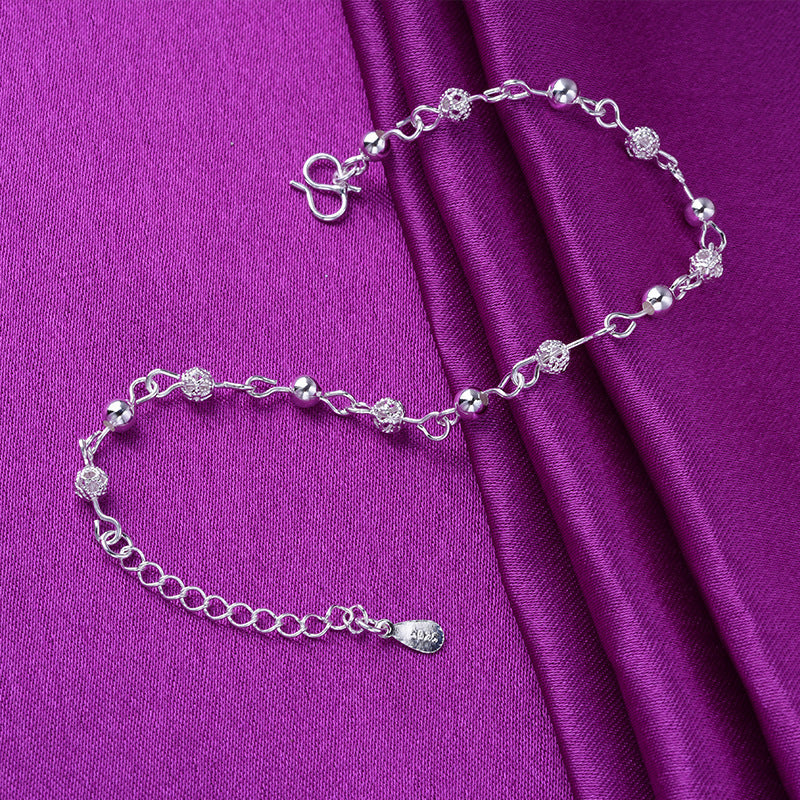 Silver 925 Hollow Beads Anklet