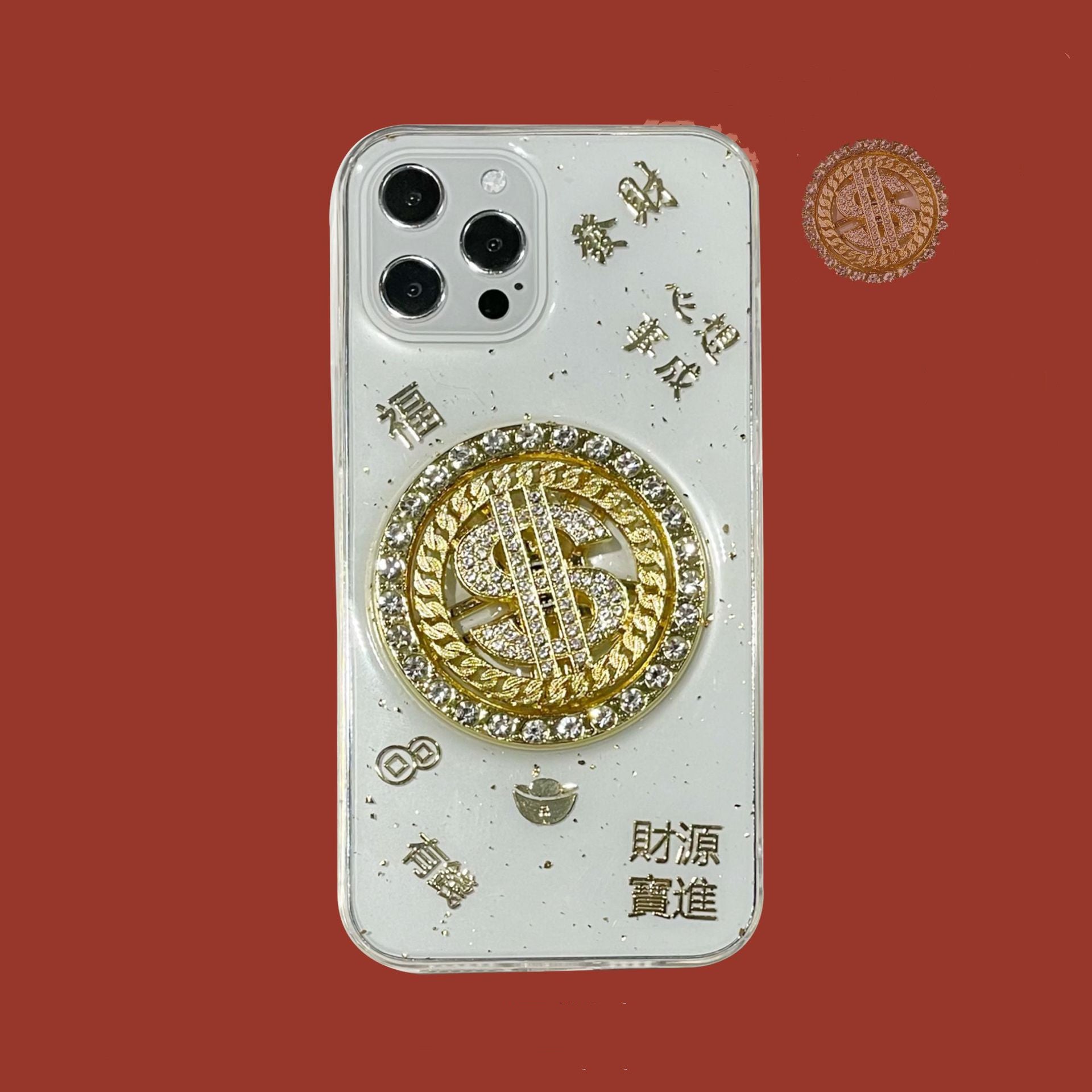 3D Diamond Dollar Turnplate Phone Case for IPhone