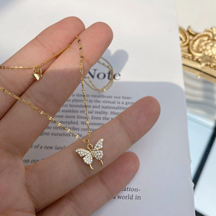 Double Layer Butterfly Clavicle Chain