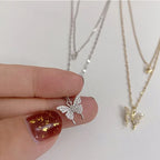 Double Layer Butterfly Clavicle Chain - Viexta