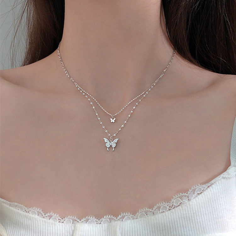 Double Layer Butterfly Clavicle Chain