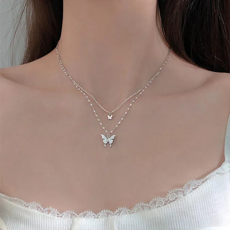 Double Layer Butterfly Clavicle Chain - Viexta