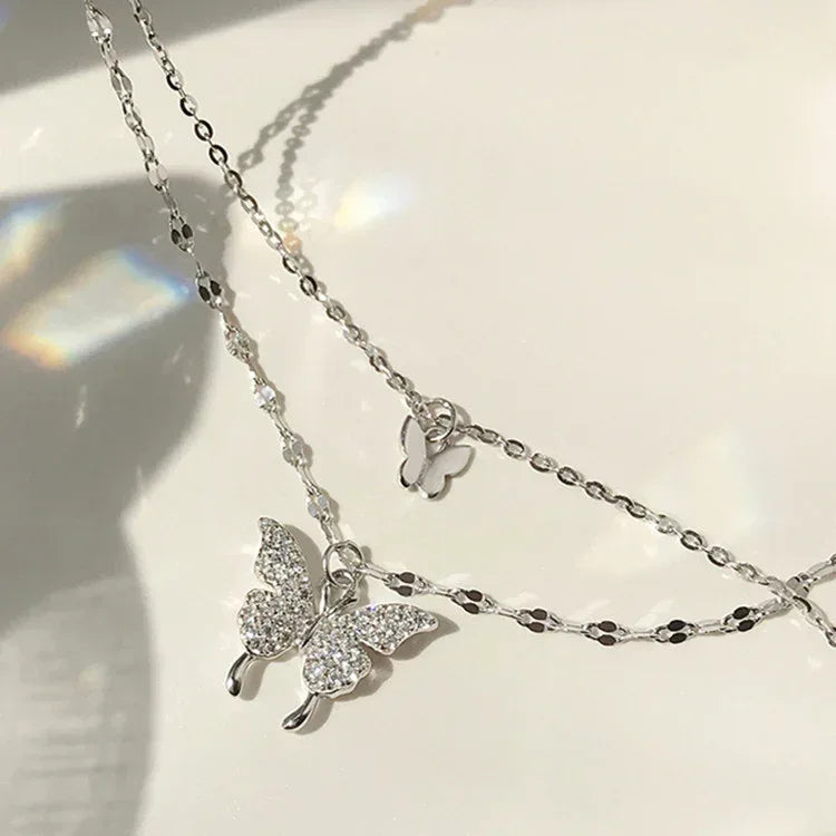 Double Layer Butterfly Clavicle Chain - Viexta