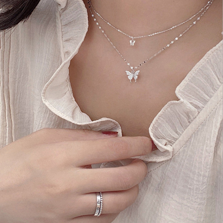 Double Layer Butterfly Clavicle Chain