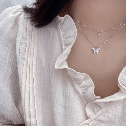 Double Layer Butterfly Clavicle Chain