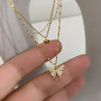 Double Layer Butterfly Clavicle Chain - Viexta
