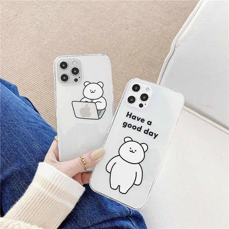 Transparent Cute Bear iPhone Case - Viexta