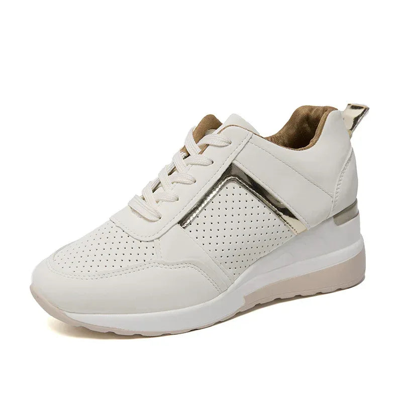 Platform Wedge Casual Lace-up Mesh Sneakers - Viexta